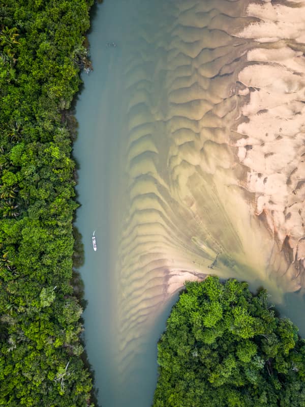 SouthWild Amazon Lodge, Beautiful aerial view to islands and sandbanks in wild green amazon rainforest in Juruena River
