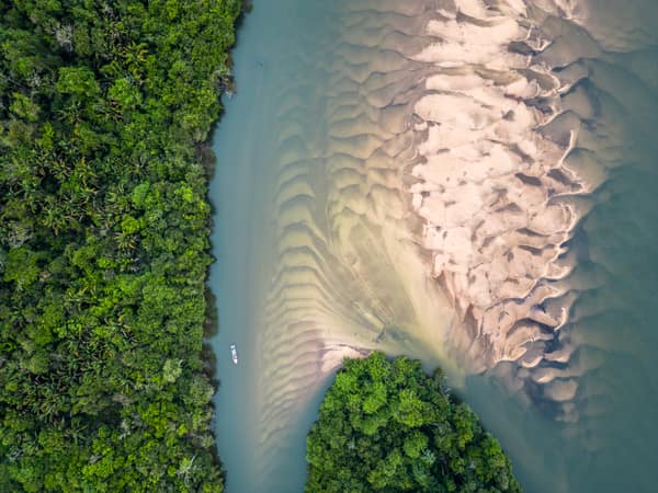 SouthWild Amazon Lodge, Beautiful aerial view to islands and sandbanks in wild green amazon rainforest in Juruena River