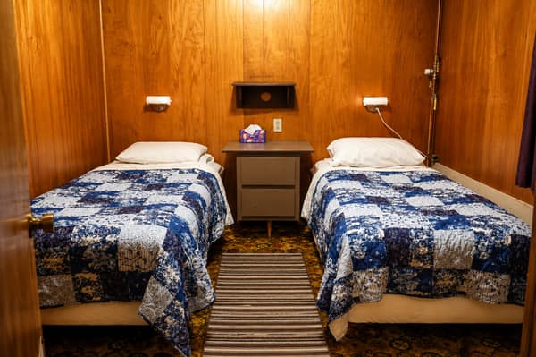 A twin-bed guest room at Waldo Arms