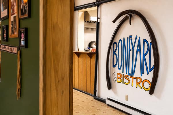 The entrance to the Boneyard Bistro restaurant at Waldo Arms