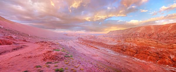 The red Mars Valley near San Pedro de Atacama at sunset
