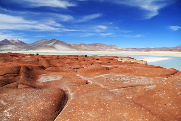 Red rock formations in the Atacama Desert