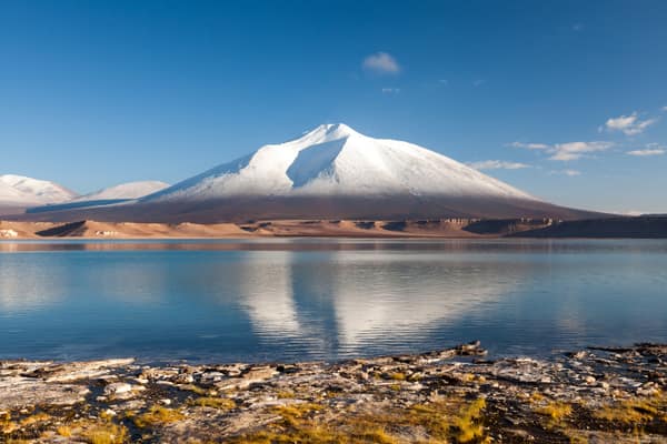 Laguna Verde set among the mountains of the Atacama