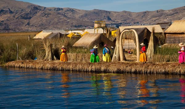 The floating islands of Lake Titicaca near Puno