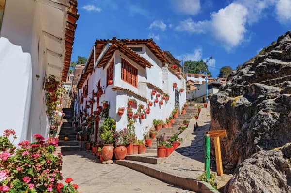 A cobbled street in the old city of Cusco