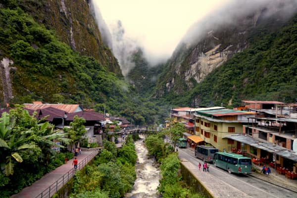 The town of Aguas Calientes in its river gorge