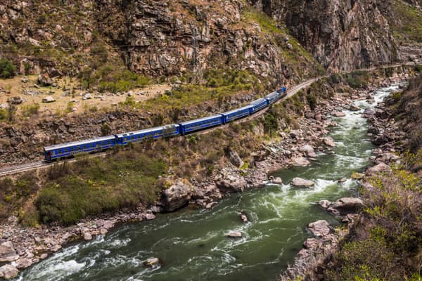 The train through the Sacred Valley toward Machu Picchu