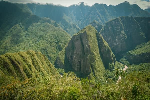 The forested peaks surrounding Machu Picchu
