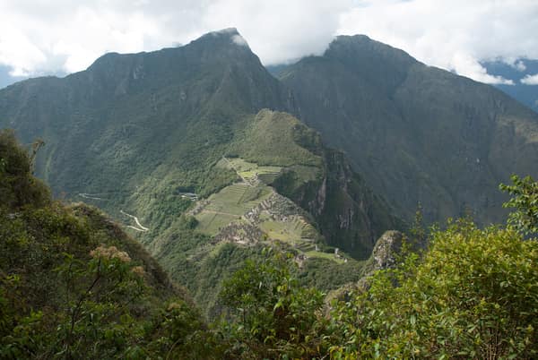Machu Picchu seen from a distant ridge