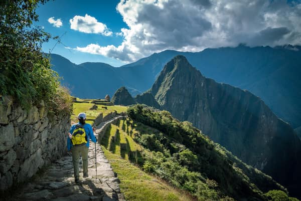 A hiker on the trail above Machu Picchu