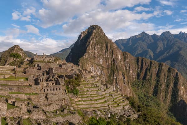 The Machu Picchu citadel and Huayna Picchu in afternoon light